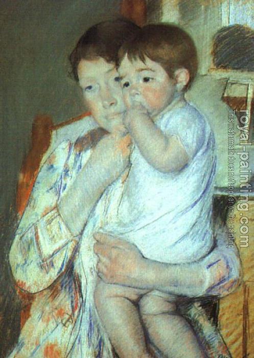Mary Cassatt : Mother and Child Against a Green Background (Maternity)